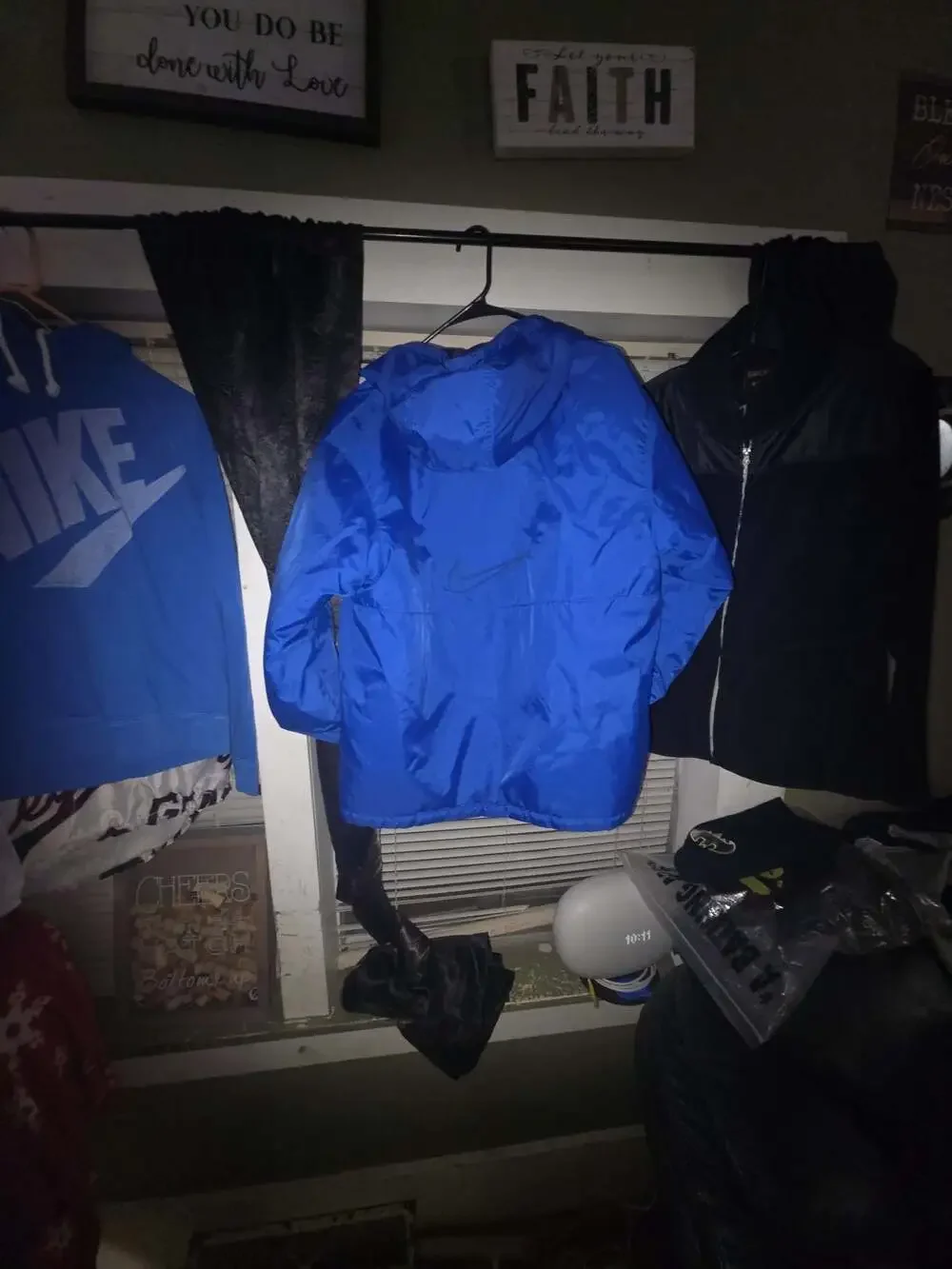 Nike Reversible Blue Puffer Winter Jacket Coat Hooded Full Zip